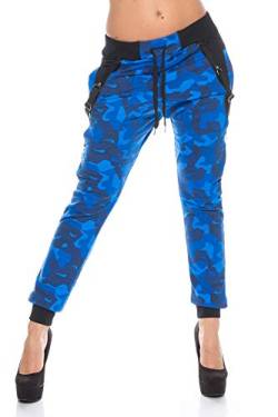 Crazy Age Camouflage Jogginghose Boyfriendhose Bagyyhose mit Hosentäger CA 1119 Cam (L, Blau N.) von Crazy Age