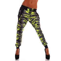 Crazy Age Camouflage Jogginghose Boyfriendhose Bagyyhose mit Hosentäger CA 1119 Cam (M, Neongelb) von Crazy Age