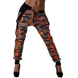 Crazy Age Camouflage Jogginghose Boyfriendhose Bagyyhose mit Hosentäger CA 1119 Cam (M, Orange) von Crazy Age