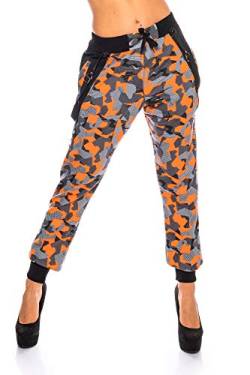 Crazy Age Camouflage Jogginghose Boyfriendhose Bagyyhose mit Hosentäger CA 1119 Cam (XL, Neonorange N.) von Crazy Age