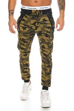 Crazy Age Camouflage Jogginghose Boyfriendhose Bagyyhose mit Hosentäger CA 1119 Cam (XL, Woodland (1118)) von Crazy Age