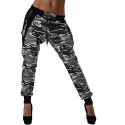 Crazy Age Camouflage Jogginghose Boyfriendhose Bagyyhose mit Hosentäger CA 1119 Cam (XS, Grau) von Crazy Age