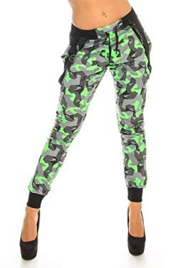 Crazy Age Camouflage Jogginghose Boyfriendhose Bagyyhose mit Hosentäger CA 1119 Cam (XXL, Neongrün N.) von Crazy Age