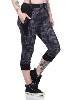 Crazy Age Camouflage Jogginghose Capri Damen Shorts Boyfriendhose Bagyyhose mit Hosentäger Anthra N.(2487), L von Crazy Age