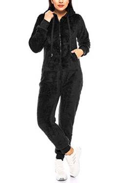 Crazy Age Damen Jumpsuit aus kuscheligem Teddy Fleece | Overall | Ganzkörperanzug Flauschig |Homewear (CA-J-620 Schwarz- S) von Crazy Age