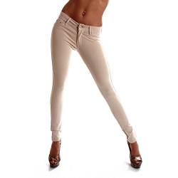 Crazy Age Damenhose Jegging Basic Classic Hüfthose 5 Pocket für H01 (34, Beige) von Crazy Age