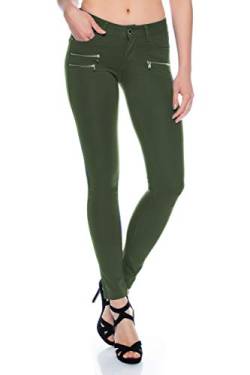 Crazy Age Damenhose Jegging Legging Zipper stylisch H086 (54, Oliv) von Crazy Age