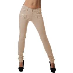 Crazy Age Damenhose Jegging Legging Zipper stylisch H086 (56, Beige) von Crazy Age