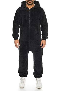 Crazy Age Herren Jumpsuit aus kuscheligem Teddyfleece/Flauschig und warm/ (RT906 Schwarz XL) von Crazy Age