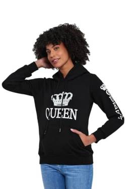 Crazy Age Herren King und Damen Queen Hoodie mit Kapuze .| | Auffallend | Eyecatcher | Trend 2023|Schöne Farben (Queen-Schwarz-L) von Crazy Age