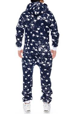 Crazy Age Herren Sternen Jumpsuit Herren Overall Herren Strampelanzug Sweat Jumpsuit Herren Latzhose Körperanzug Kapuzenpullis (RT-J-903 3XL, Dunkelblau) von Crazy Age