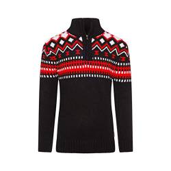 Crazy Age Herren Strickjacken Norweger Grobstrick Weihnachtspullover Winterpullover Renntier Motive Kristalle (Schwarz/Rot(1006), 3XL) von Crazy Age