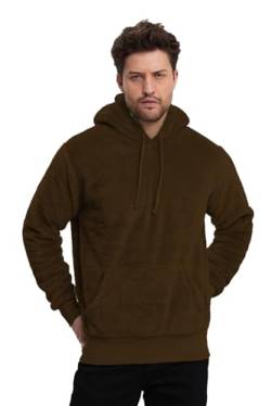 Crazy Age Herren und Damen Teddy-Fell Hoodie mit Kapuze Fleecejacke Plüsch mit Kängruhtaschen(RT-H-301-Braun-M) von Crazy Age