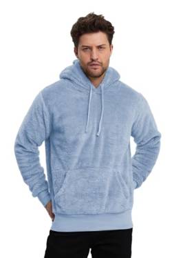 Crazy Age Herren und Damen Teddy-Fell Hoodie mit Kapuze Fleecejacke Plüsch mit Kängruhtaschen von Crazy Age