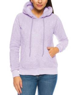 Crazy Age Herren und Damen Teddy-Fell Hoodie mit Kapuze Fleecekacke Plüsch mit Kängruhtaschen(CA-H-507-Flieder-XXL) von Crazy Age