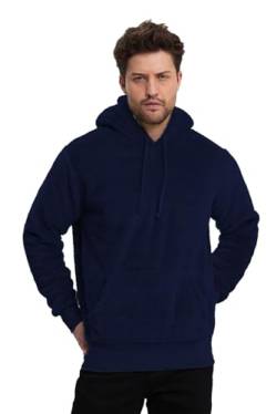 Crazy Age Herren und Damen Teddy-Fell Hoodie mit Kapuze Fleecekacke Plüsch mit Kängruhtaschen-RT-H-301-Nevi -L von Crazy Age