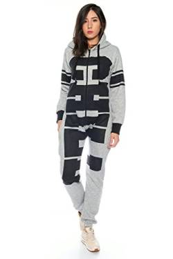 Crazy Age Jumpsuit Chill Overall One Piece Hausanzug Freizeitanzug Einteiler Ganzkörperanzug Weihnachtsanzug (XL=42, Hellgrau) von Crazy Age