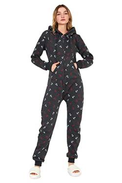 Crazy Age Jumpsuit Strampler Ganzkörperanzug Overall Sternen Kuschelig Warm (M, Anthrazit(2957)) von Crazy Age