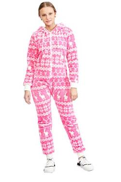 Crazy Age Teddyfleece Teddyfell Jumpsuit flauschig und kuschelig One Piece Overall warm (Neonpink(2910), S~36) von Crazy Age