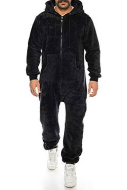 Crazy Age Teddyfleece Teddyfell Jumpsuit flauschig und kuschelig One Piece Overall warm (Schwarz(RT2844), 4XL) von Crazy Age