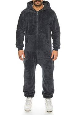 Crazy Age Teddyfleece Teddyfell Jumpsuit flauschig und kuschelig One Piece Overall warm (Schwarz(RT2844), L) von Crazy Age