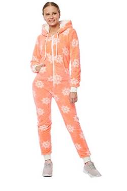 Crazy Age Teddyfleece Teddyfell mit Muster Jumpsuit flauschig und kuschelig One Piece Overall warm Marke Neonpink(2918), L~40 von Crazy Age