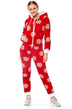 Crazy Age Teddyfleece Teddyfell mit Muster Jumpsuit flauschig und kuschelig One Piece Overall warm Marke Rot(2918), XL~42 von Crazy Age