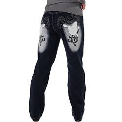 Crazy Age Übergrößen Jeanshose Big Size Acid Wash Tribal Tattoo Unikat Ausgefallene Jeanshosen kurvige Damen (44, CB032 Weiß) von Crazy Age