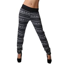 Crazy Age Winterleggings Thermoleggings warme Leggings mit Teddyfell mit Renntier Eiskristalle Motive (XL/XXL, Schwarz Kristalle) von Crazy Age