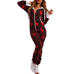 Crazy AgeKscheliger jumpsuit Sweat Overall Ganzkörperanzug mit Renntier- Eiskristalle Motive CA-J-603 Relaxen Chillen (Schwarz/Rot, M) von Crazy Age