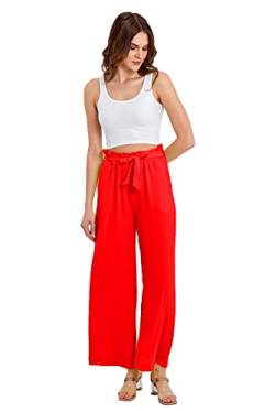 Strandhose Weich Bequem Loose Einfarbig Lässige Pumphose Yogahose Hose Wide Leg Freizeithose Schlupfhose(EW9919-Rot) von Crazy Age