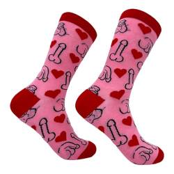 Crazy Dog T-Shirts Damen-Socken, Penises und Herzen, lustig, beleidigend, frech Dick-Schuhe, Pink – Penis, Einheitsgröße von Crazy Dog T-Shirts