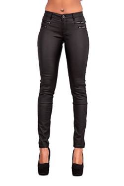 Crazy Lover Hochwertige Damenhosen, Glatte Damen Hose, Frauen Kunstlederhose, PU Lederhose Jean (34, Schwarz) von Crazy Lover