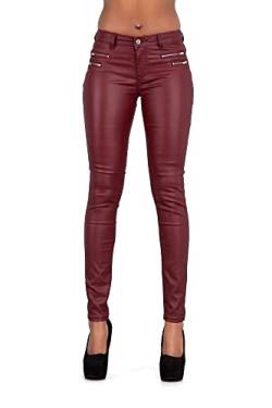 Crazy Lover Hochwertige Damenhosen, Glatte Damen Hose, Frauen Kunstlederhose, PU Lederhose Jean (36, Bordeaux) von Crazy Lover