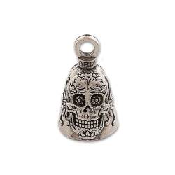 Crazy Novelty Guy Guardian Bell Metall Day of the Dead Sugar Skull Motorrad Glücksglocke 1,9 x 2,5 cm, silber, Einheitsgröße von Crazy Novelty Guy