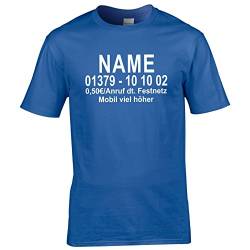 CrazyShirt Herren T-Shirt Dschungel Camp Wunschname Wunschnummer Dschungelcamp (5XL, Blau/Druck Beidseitig) von CrazyShirt