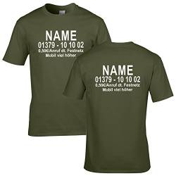 CrazyShirt Herren T-Shirt Dschungel Camp Wunschname Wunschnummer Dschungelcamp (L, Army/Druck Beidseitig) von CrazyShirt