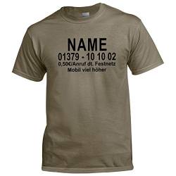 CrazyShirt Herren T-Shirt Dschungel Camp Wunschname Wunschnummer Dschungelcamp (L, Khaki/Druck Vorne) von CrazyShirt