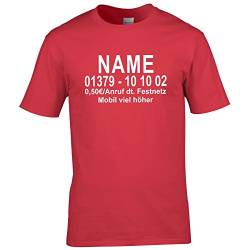 CrazyShirt Herren T-Shirt Dschungel Camp Wunschname Wunschnummer Dschungelcamp (L, Rot/Druck Beidseitig) von CrazyShirt