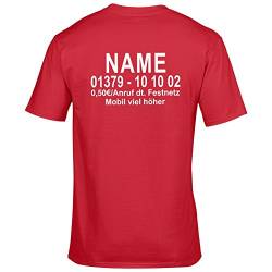 CrazyShirt Herren T-Shirt Dschungel Camp Wunschname Wunschnummer Dschungelcamp (L, Rot/Druck Hinten) von CrazyShirt