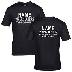 CrazyShirt Herren T-Shirt Dschungel Camp Wunschname Wunschnummer Dschungelcamp (XXL, Schwarz/Druck Beidseitig) von CrazyShirt