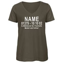 Damen/Herren Army V-Ausschnitt T-Shirt Dschungel Camp Wunschname Wunschnummer DSCHUNGELCAMP (Damen XXL, Druck beidseitig) von CrazyShirt