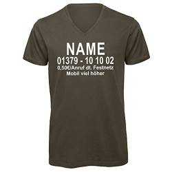 Damen/Herren Army V-Ausschnitt T-Shirt Dschungel Camp Wunschname Wunschnummer DSCHUNGELCAMP (Herren XXL, Druck vorne) von CrazyShirt