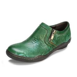 CrazycatZ Damen Leder Oxford Schuhe Perforierte Schnürspitze Bunte Leder Vintage Bunte Schuhe (Green D, eu_Footwear_Size_System, Adult, Women, Numeric, medium, Numeric_38) von CrazycatZ