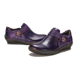 CrazycatZ Damen Leder Oxford Schuhe Perforierte Schnürspitze Bunte Leder Vintage Bunte Schuhe (Purple B, eu_Footwear_Size_System, Adult, Women, Numeric, medium, Numeric_41) von CrazycatZ