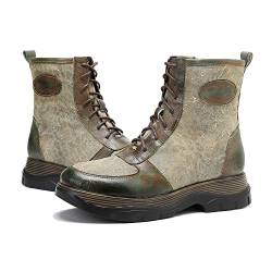 CrazycatZ Damen Stiefeletten mit Absatz lange Stiefel vintage Stiefele Ankle Boots (Army Green, eu_footwear_size_system, adult, women, numeric, medium, numeric_37) von CrazycatZ