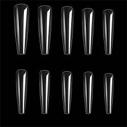 10 Styles Falsche Nägel French Clear Transparent Sarg Mandel Lange Kurze Drücken auf Nägel 500 Stück Stick on Nägel für Nagelstudios oder Frauen DIY Nail Art (6) von Crazynekos