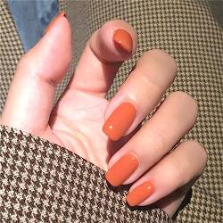 24 Stück Sommer Orange Farbe Künstliche Nägel Medium Quadrat Press on Nails Tips für Frauen und Mädchen Nail Art Maniküre Dekoration von Crazynekos