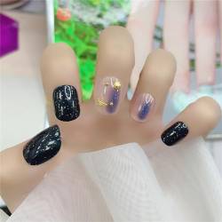 Blooming Glitter Fake Nail Short Square Press on Nails Stylish Tips Nail Art Decoration for Women and Girls Manicure 24pcs von Crazynekos