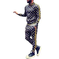 Herren Hip Hop Trainingsanzug 2-teilig Freizeithose Jacke Sweatsuit Sweatshirt Activewear Set Gr. L/XXL, gelb von Crazynekos